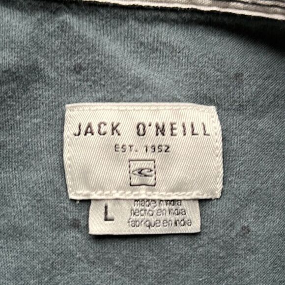 Jack O'Neill Cotton Green Button Front Camp Shirt Mens L - Picture 3 of 8